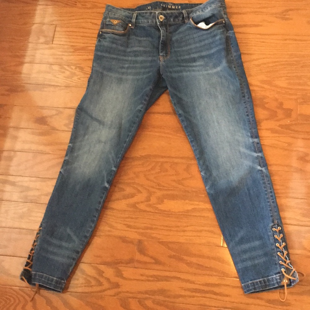 White House Black Market Ankle Leg Lace up Jeans